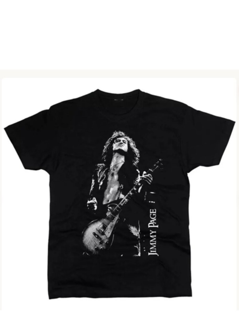 Black Jimmy Page Graphic Tee - Classic Rock T-Shirt, S